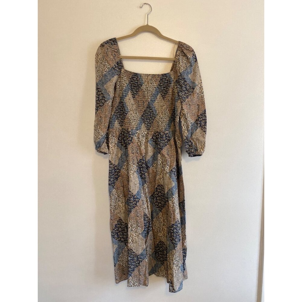 Time And Tru Women’s Patchwork Cottage Smocked Midi Dress Size L 12/14